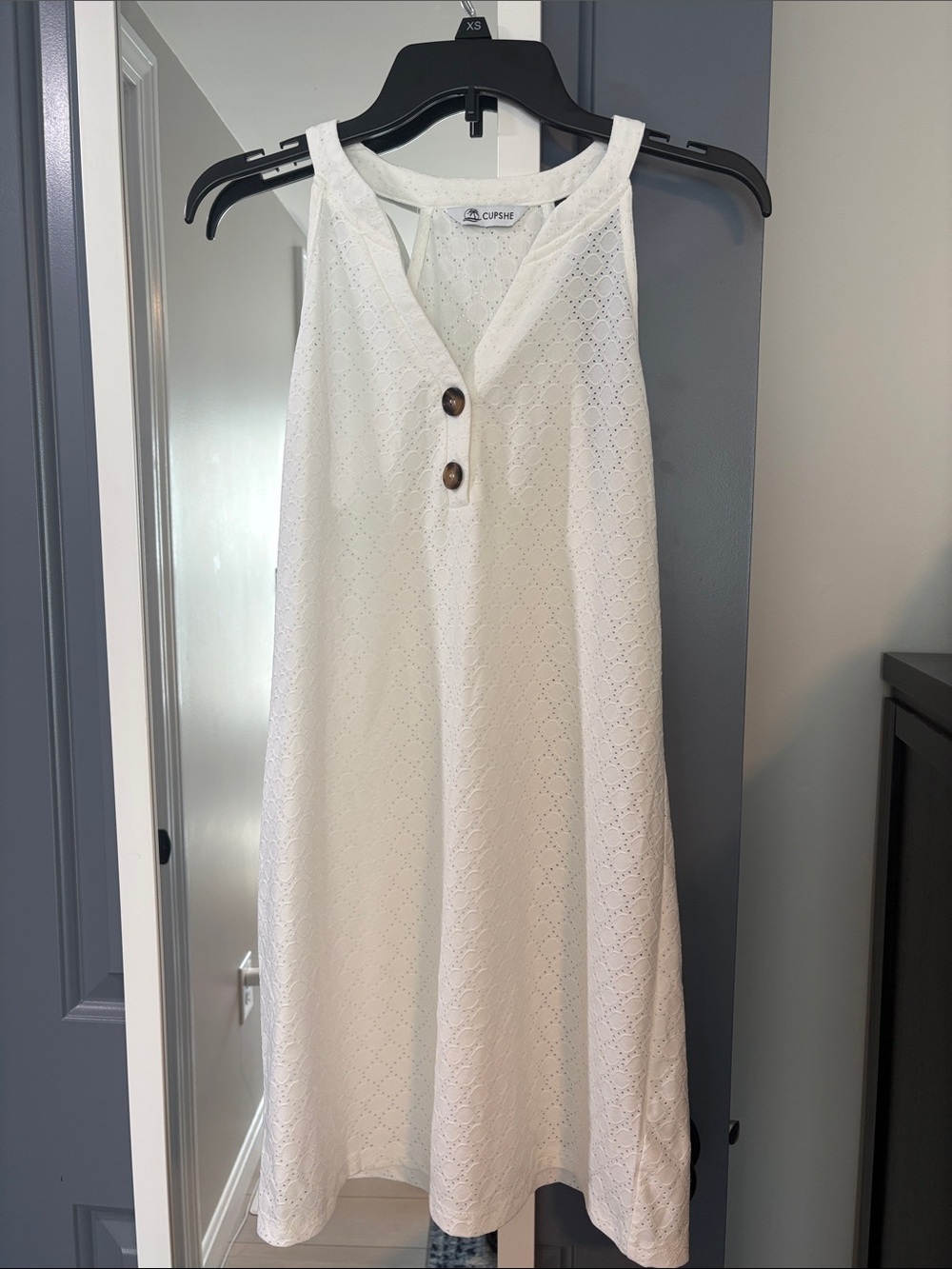 Cupshe White Eyelet Halter Bathing Suit Cover with Button Front